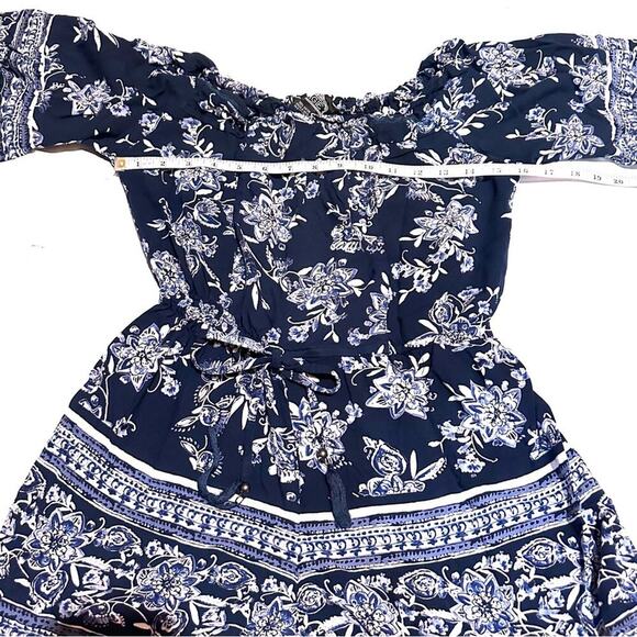 Angie Floral Blue White Boho Summer Romper Women's S Small - Picture 4 of 7